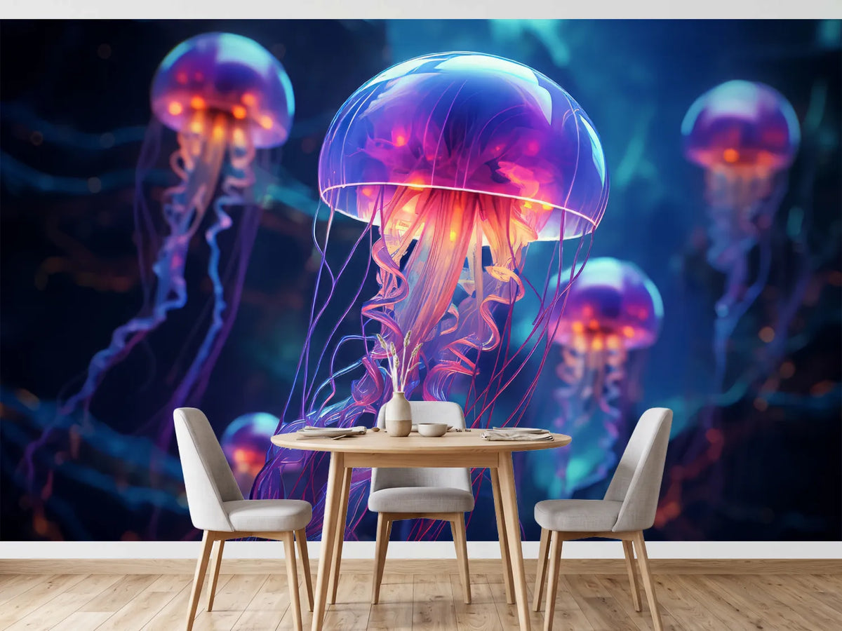 photo-wallpaper-glowing-jelly-fish-in-aquarium-background