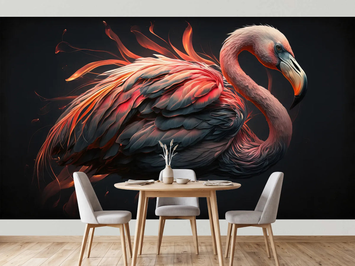 photo-wallpaper-flamingo-with-glowing-plumage-against-deep-black