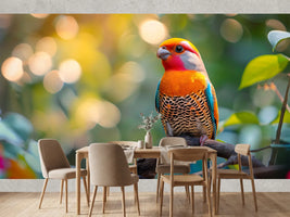 photo-wallpaper-colorful-bird-sitting-on-the-branch-with-bokeh-background