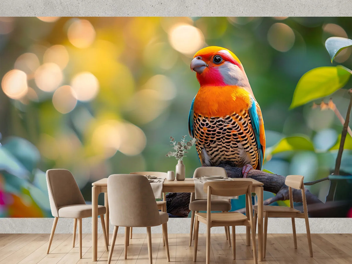 photo-wallpaper-colorful-bird-sitting-on-the-branch-with-bokeh-background