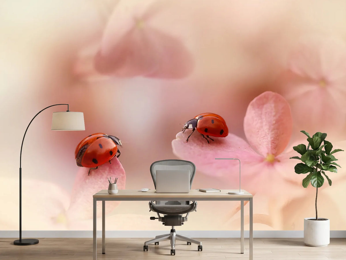 photo-wallpaper-ladybirds-on-pink-hydrangea