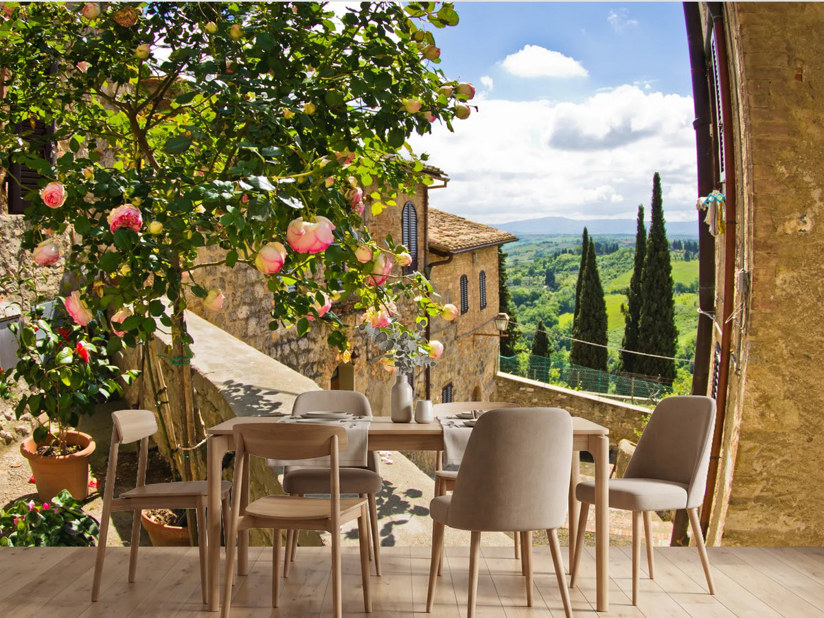 photo-wallpaper-roses-at-balcony-in-san-gimignano-tuscany-landscape-background