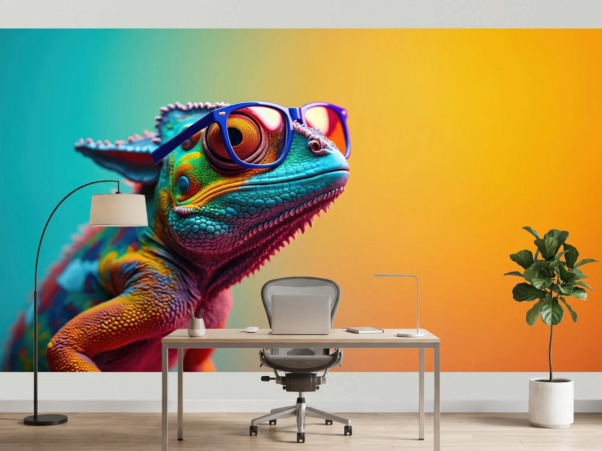 photo-wallpaper-chameleon-in-blue-sunglasses-against-turquoise-and-orange
