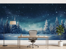 photo-wallpaper-winter-night-landscape-snowy-forest-and-fir-branches