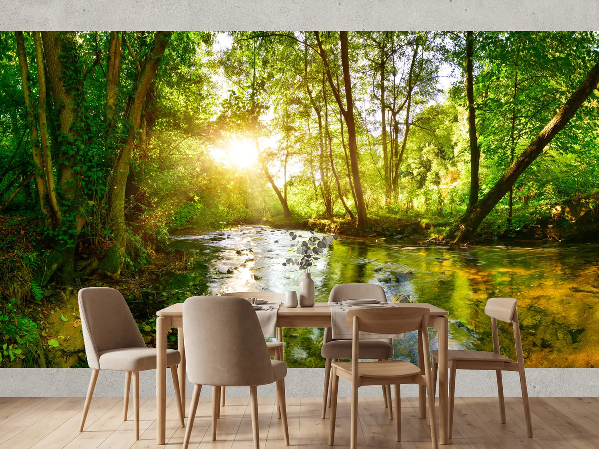photo-wallpaper-stream-through-the-forest-in-the-bright-light-of-the-sun