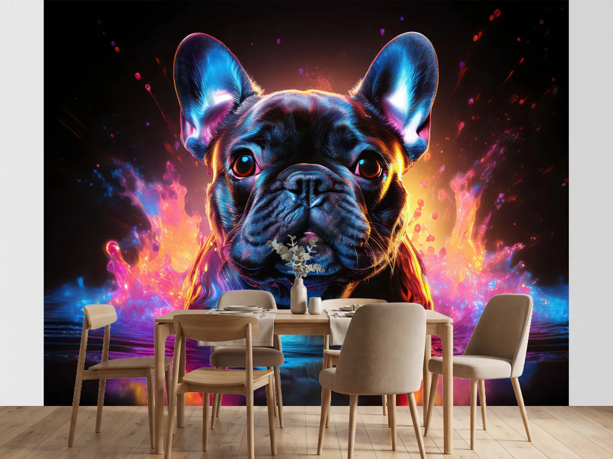 photo-wallpaper-french-bulldog-in-water-surrounded-by-neon-colours-on-black