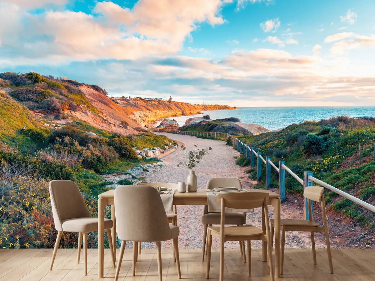 photo-wallpaper-sandy-path-to-the-red-cliffs-of-port-willunga-at-sunset