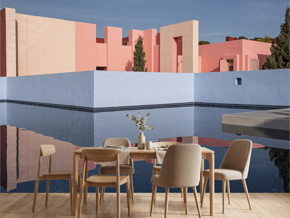 photo-wallpaper-geometric-pink-pool-reflections