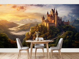 photo-wallpaper-fairytale-castle-above-a-misty-mountain-valley-at-golden-hour