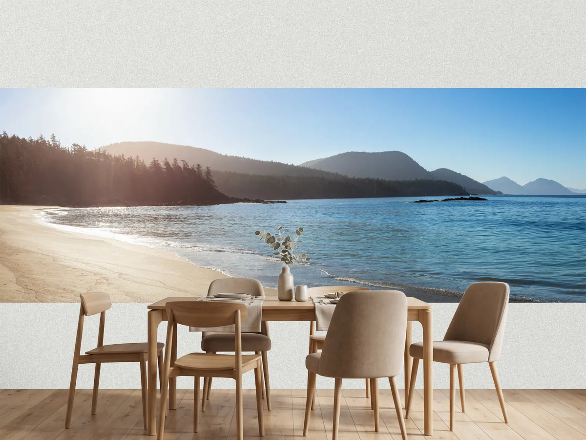photo-wallpaper-sandy-bay-with-pine-clad-headland-in-soft-morning-light