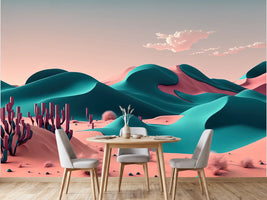 photo-wallpaper-surreal-desert-dunes-in-blush-pink-and-teal-with-cacti-in-the-sand