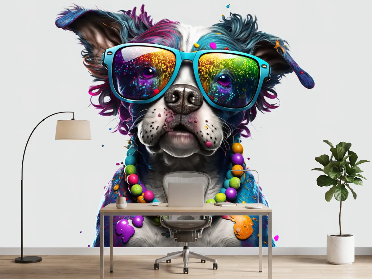 photo-wallpaper-colourful-party-dog-in-sunglasses-with-beaded-necklace