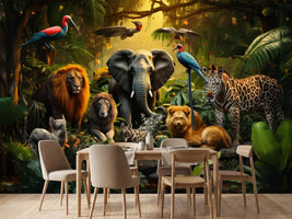 photo-wallpaper-mixed-group-of-wild-animals-in-the-jungle