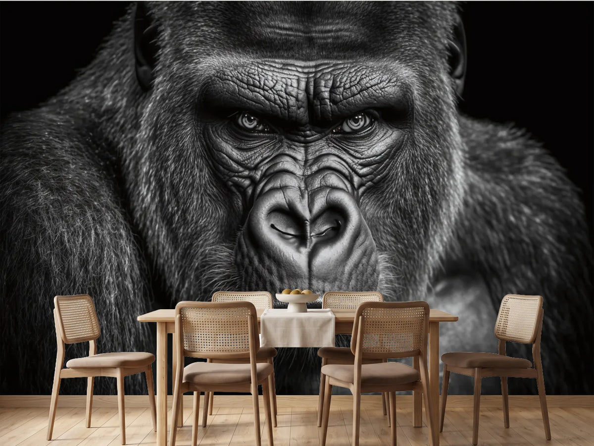 photo-wallpaper-black-and-white-head-portrait-of-a-gorilla