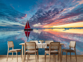 photo-wallpaper-red-sailboat-sunset-reflection