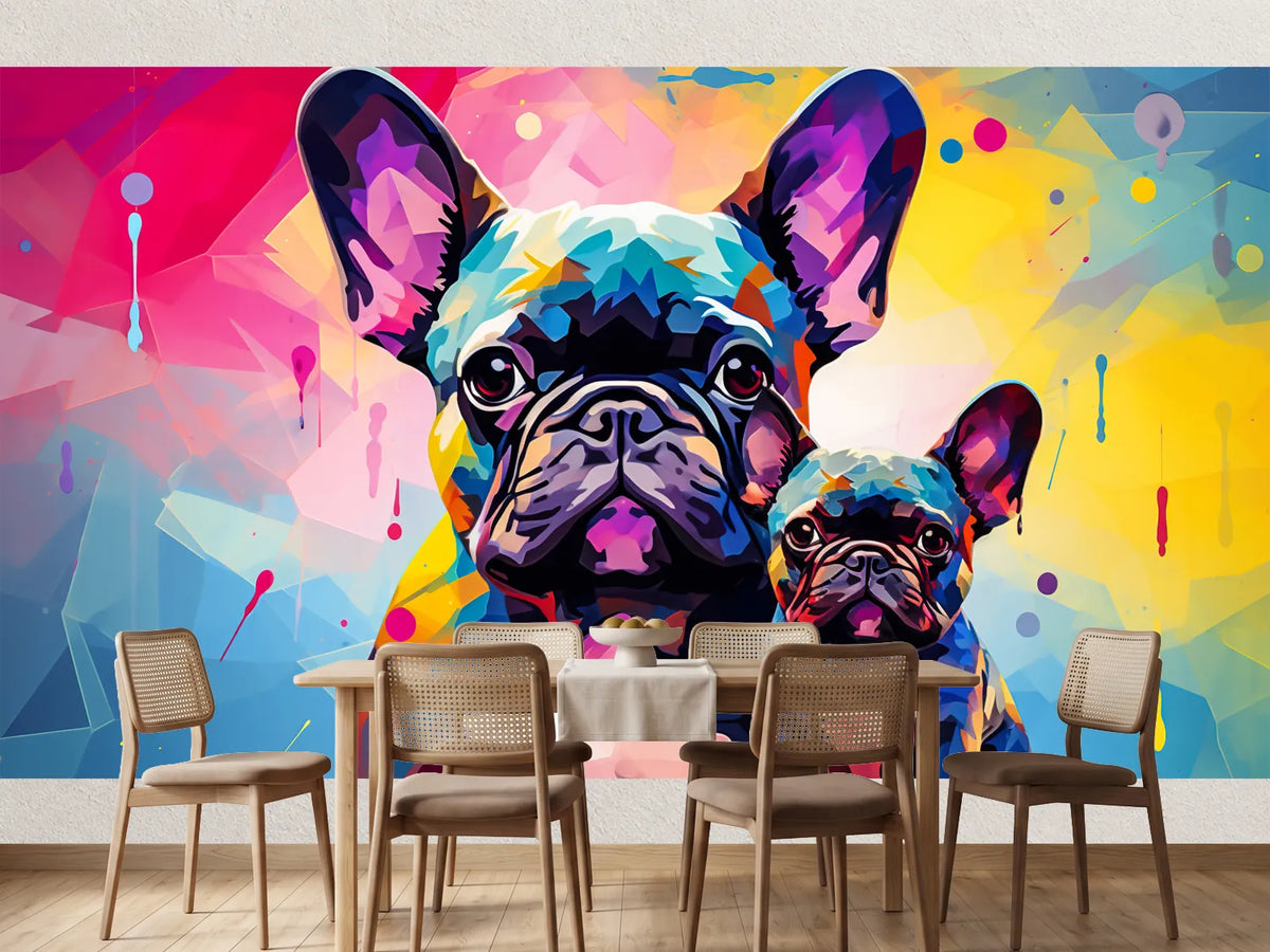 photo-wallpaper-french-bulldog-and-puppy-in-vivid-pop-art-colours