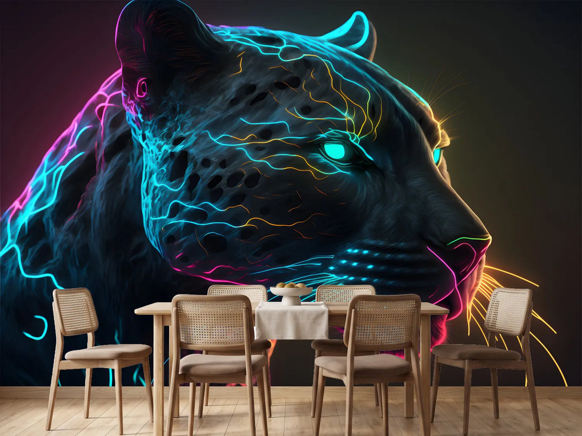 photo-wallpaper-digital-art-of-a-neon-panther-head-generative-ai