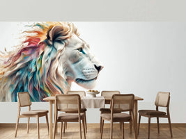 photo-wallpaper-lion-in-profile-with-a-mane-of-flowing-rainbow-colours