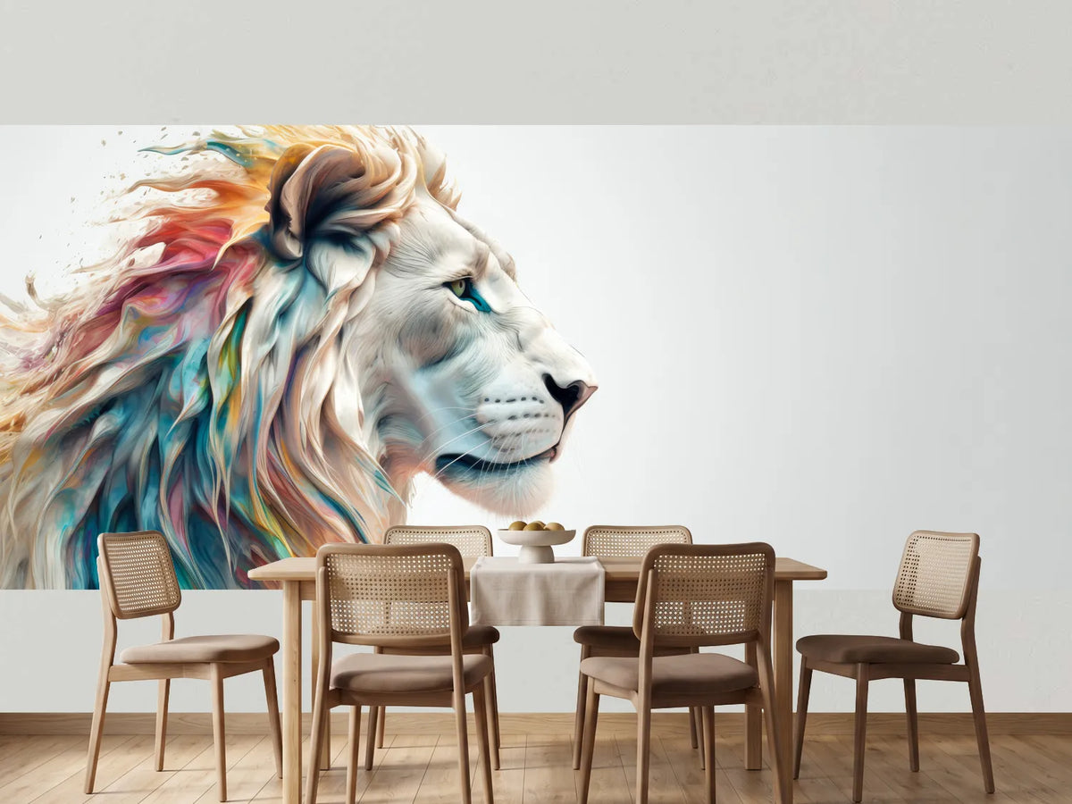photo-wallpaper-lion-in-profile-with-a-mane-of-flowing-rainbow-colours