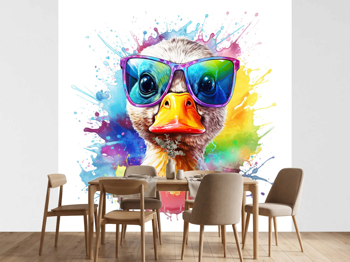 photo-wallpaper-cartoon-colorful-duckwith-sunglasses-on-white-background