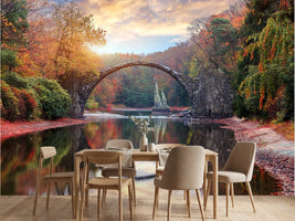 photo-wallpaper-stone-arch-bridge-mirrored-in-an-autumn-forest-lake