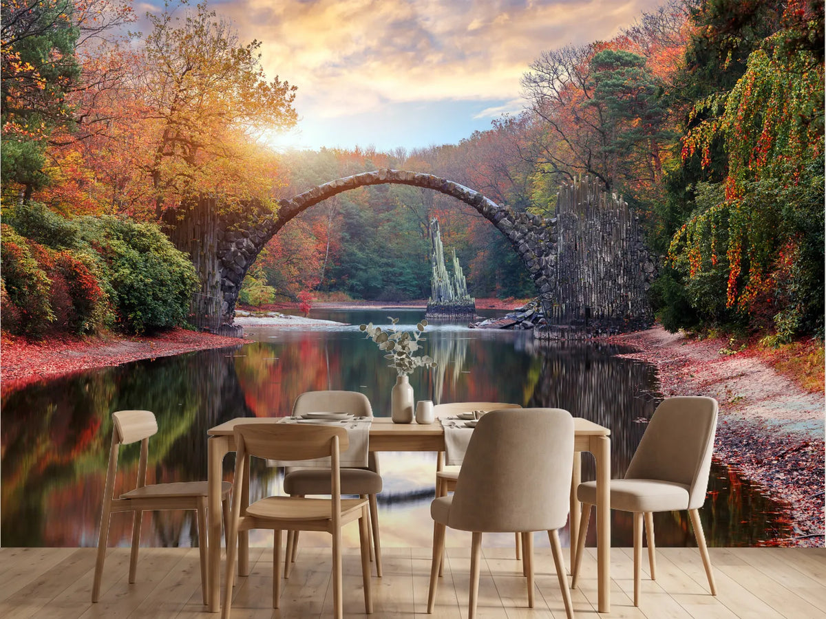 photo-wallpaper-stone-arch-bridge-mirrored-in-an-autumn-forest-lake