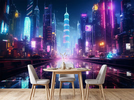 photo-wallpaper-neon-skyline-at-night-with-light-reflections-on-wet-asphalt