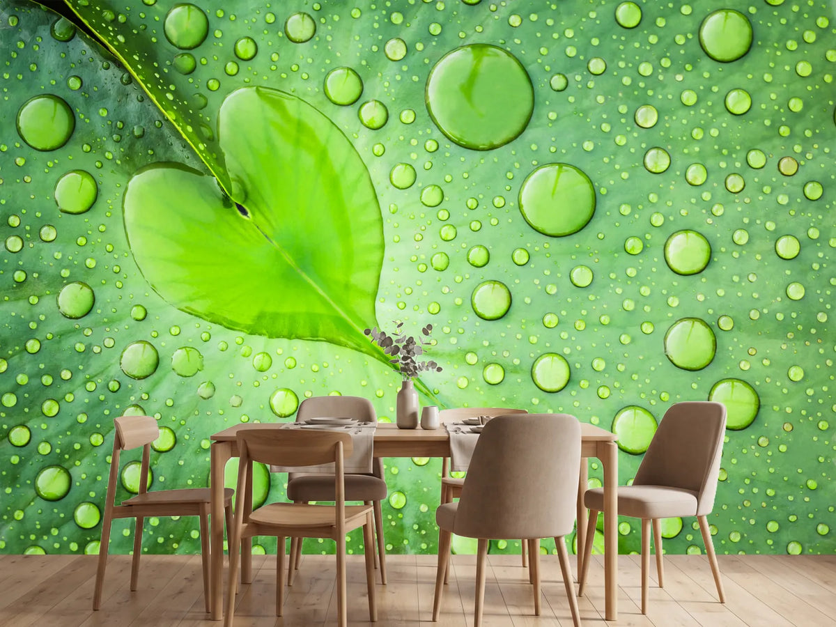 photo-wallpaper-heart-leaf-dew-drops