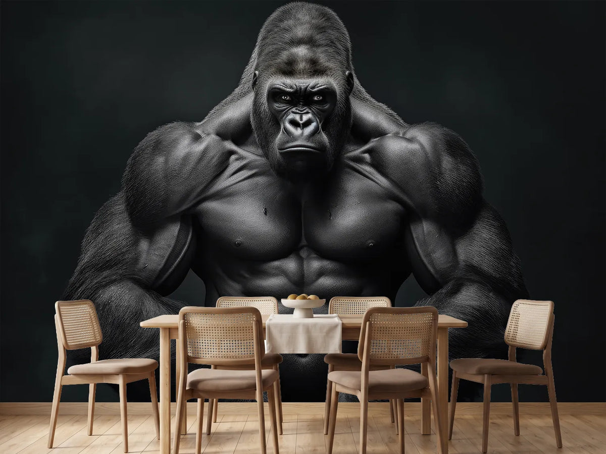 photo-wallpaper-gorilla-showing-big-muscles-and-strength-extreme-closeup-generative-ai