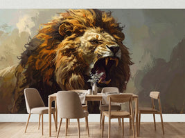 photo-wallpaper-a-roaring-lion-with-a-fierce-expression