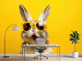 photo-wallpaper-cool-easter-bunny-with-sunglasses-in-front-of-a-yellow-background-wall