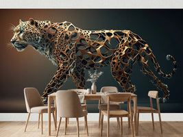 photo-wallpaper-prowling-leopard-formed-from-golden-lattice-against-deep-shadow