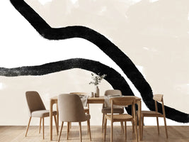 photo-wallpaper-black-curves-on-a-textured-beige-background