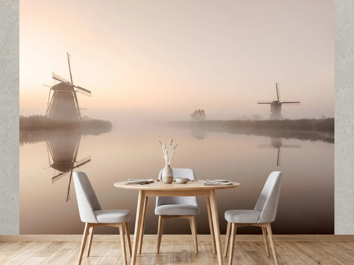 photo-wallpaper-misty-morning-windmills
