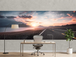 photo-wallpaper-lake-and-road-at-sunset