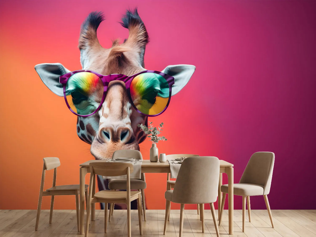 photo-wallpaper-giraffe-in-colourful-sunglasses-against-pink-and-orange