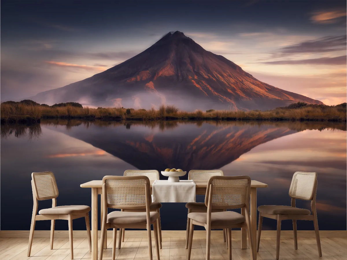 photo-wallpaper-volcano-lake-sunset-reflection