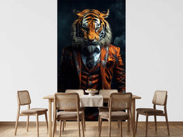 photo-wallpaper-tiger-in-an-orange-three-piece-suit-against-dark-smoke