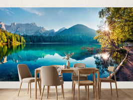 photo-wallpaper-turquoise-mountain-lake-at-sunrise-in-the-julian-alps