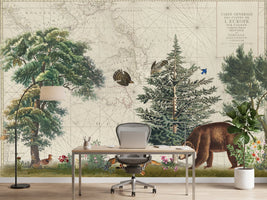 photo-wallpaper-vintage-map-forest-wildlife