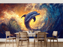 photo-wallpaper-dolphin-leaping-through-vibrant-celestial-waves
