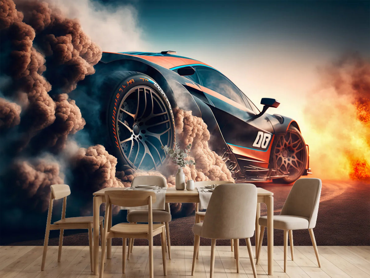 photo-wallpaper-sport-car-raceing-on-race-track-car-wheel-drifting-generative-ai