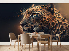 photo-wallpaper-leopard-profile-dissolving-into-golden-droplets-on-dark-ground