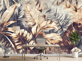 photo-wallpaper-vintage-tropical-leaves