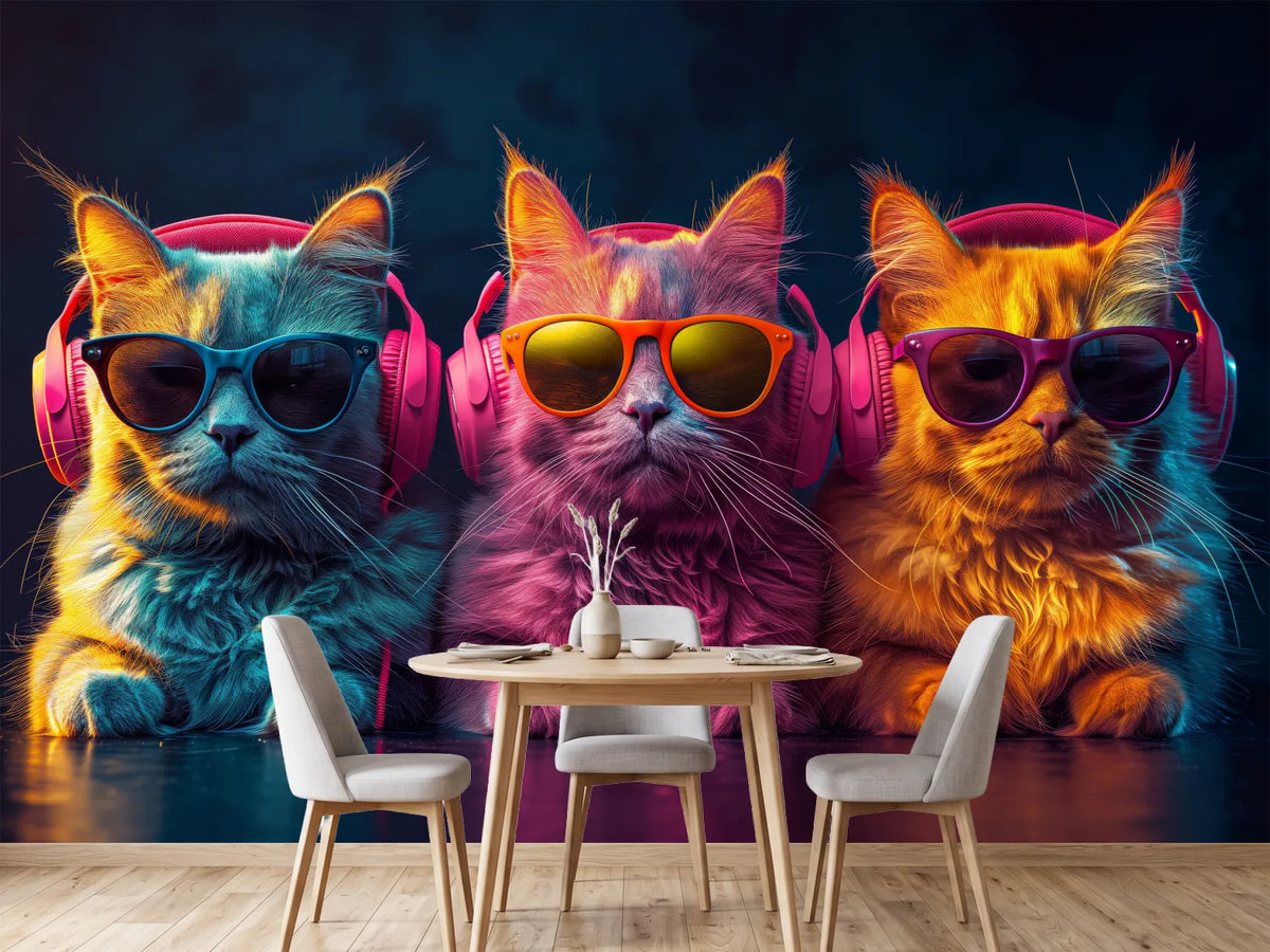 photo-wallpaper-three-cats-in-headphones-and-sunglasses-lit-in-neon-colours
