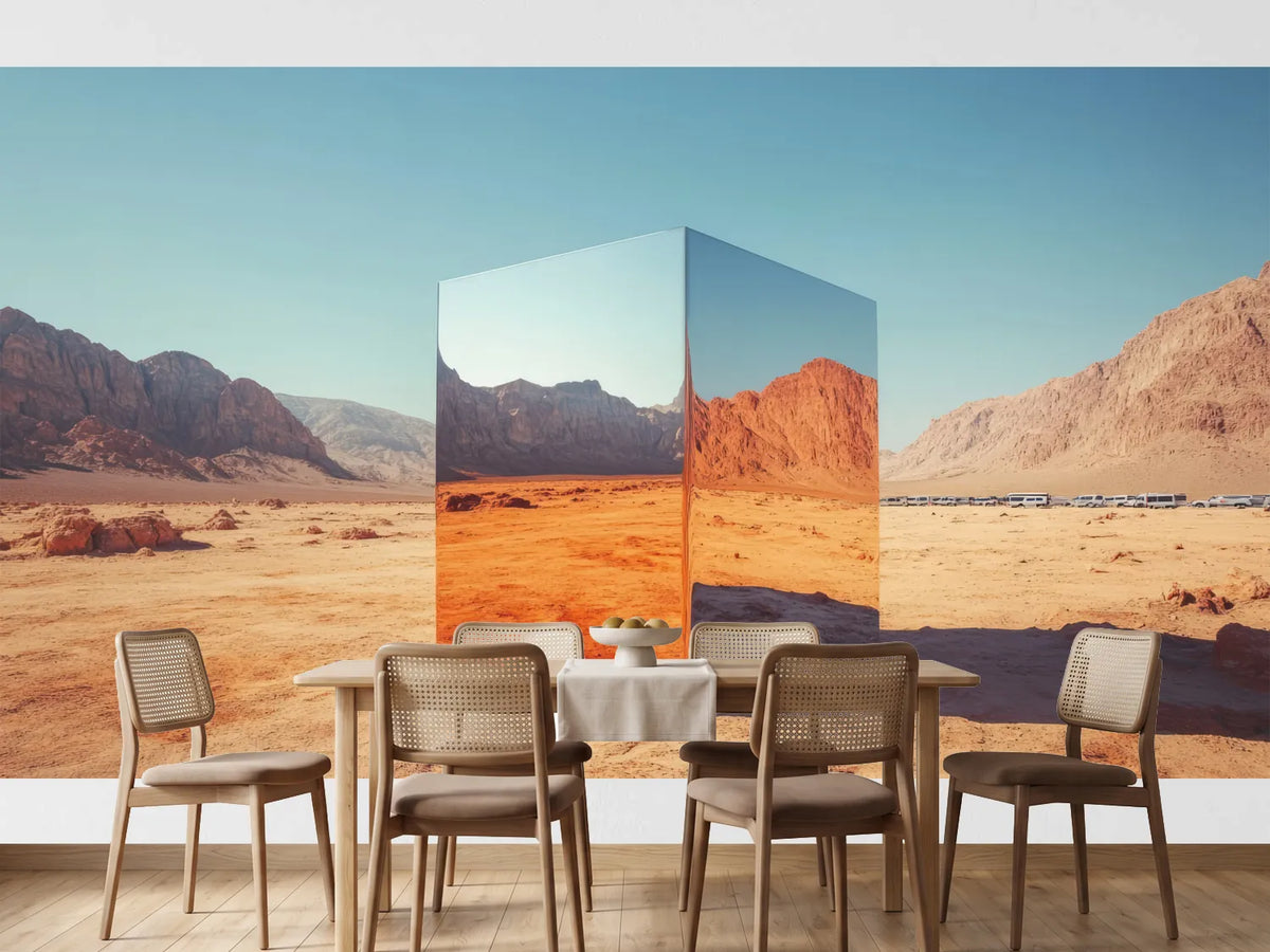 photo-wallpaper-mirrored-cube-in-a-red-desert-reflecting-rugged-mountains