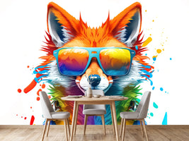 photo-wallpaper-fox-in-sunglasses-amid-bright-splashes-of-colour