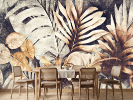 photo-wallpaper-golden-tropical-leaves