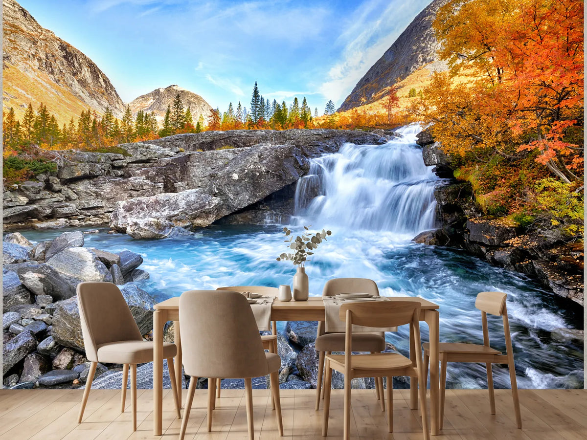 photo-wallpaper-beautiful-autumn-landscape-with-yellow-trees-and-waterfall