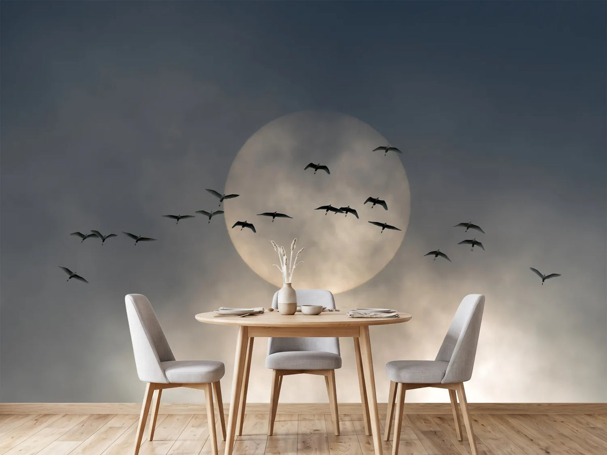 photo-wallpaper-flock-against-glowing-sun